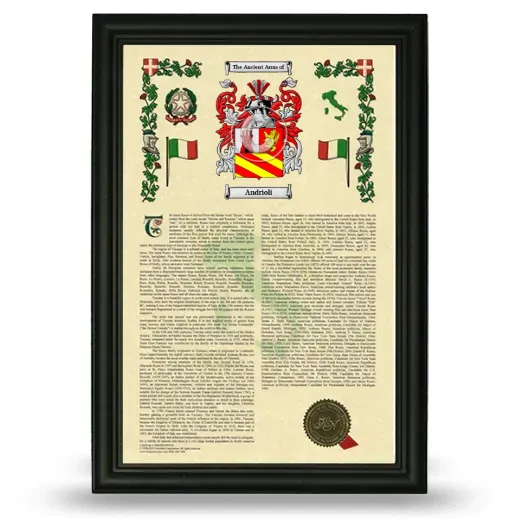 Andrioli Armorial History Framed - Black