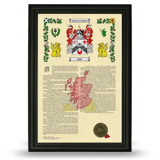 Anet Armorial History Framed - Black