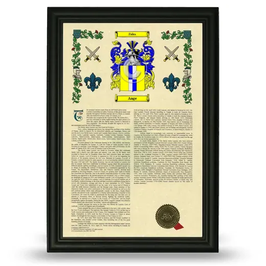 Ange Armorial History Framed - Black