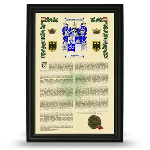 Angelies Armorial History Framed - Black