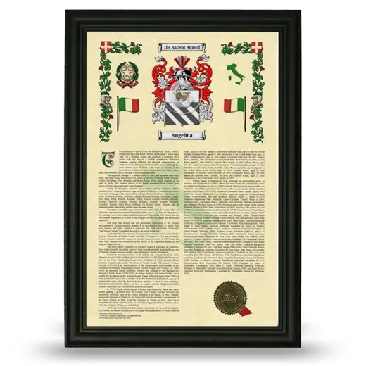 Angelina Armorial History Framed - Black