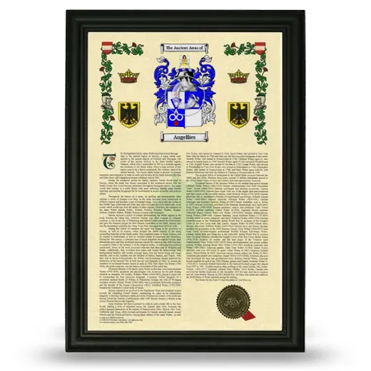 Angellies Armorial History Framed - Black