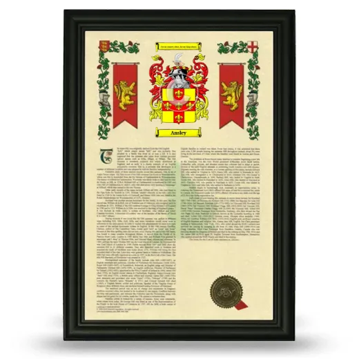 Ansley Armorial History Framed - Black
