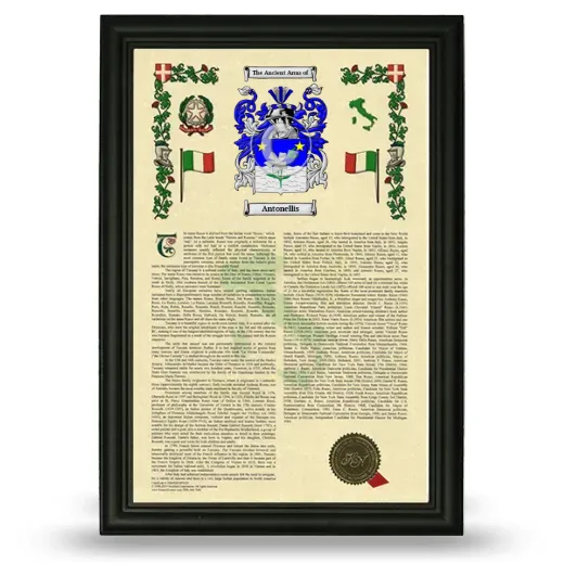 Antonellis Armorial History Framed - Black