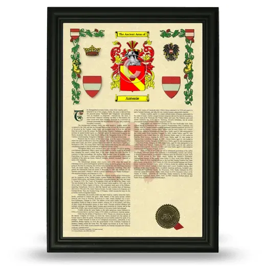 Antonie Armorial History Framed - Black