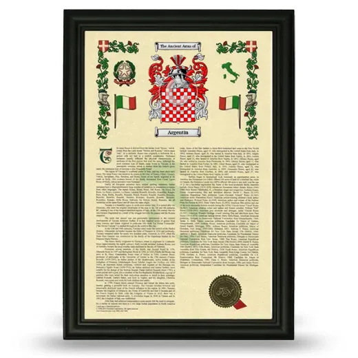 Argentin Armorial History Framed - Black