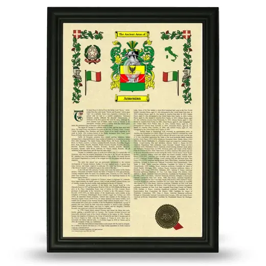 Armenian Armorial History Framed - Black