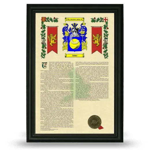 Arms Armorial History Framed - Black
