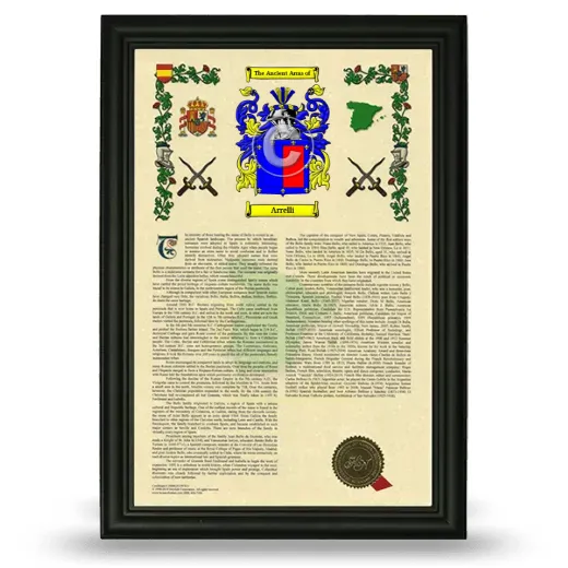 Arrelli Armorial History Framed - Black