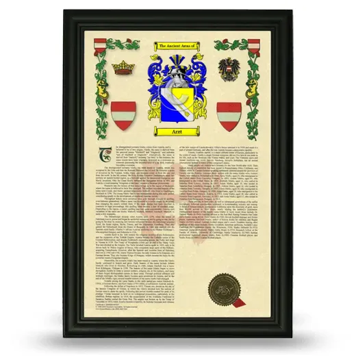 Arzt Armorial History Framed - Black
