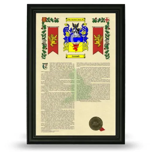 Ascomb Armorial History Framed - Black
