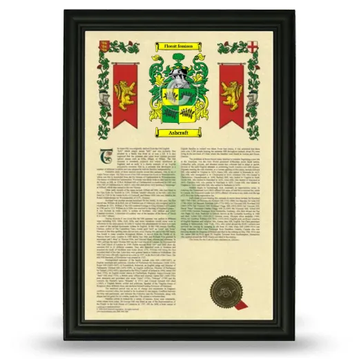 Ashcraft Armorial History Framed - Black