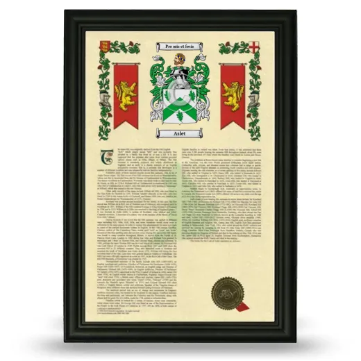 Aslet Armorial History Framed - Black