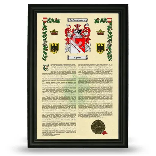 Aspeck Armorial History Framed - Black
