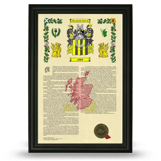 Athel Armorial History Framed - Black