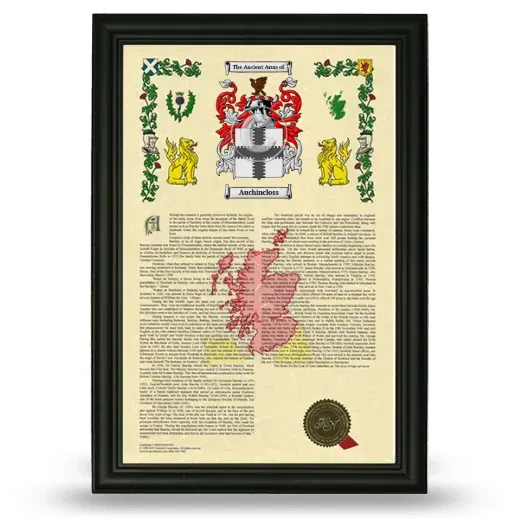 Auchincloss Armorial History Framed - Black
