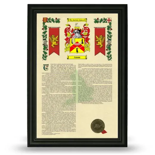 Auson Armorial History Framed - Black