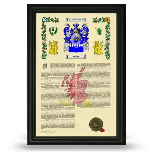 Autray Armorial History Framed - Black