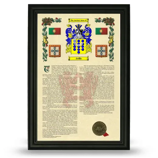 Avilla Armorial History Framed - Black