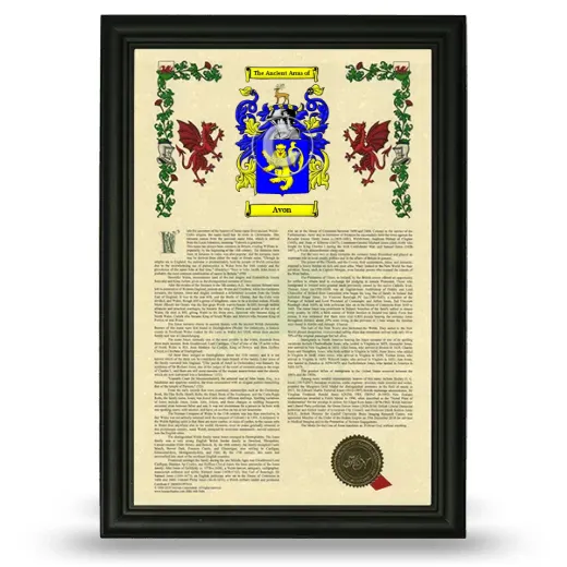 Avon Armorial History Framed - Black