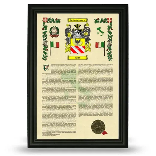 Azari Armorial History Framed - Black