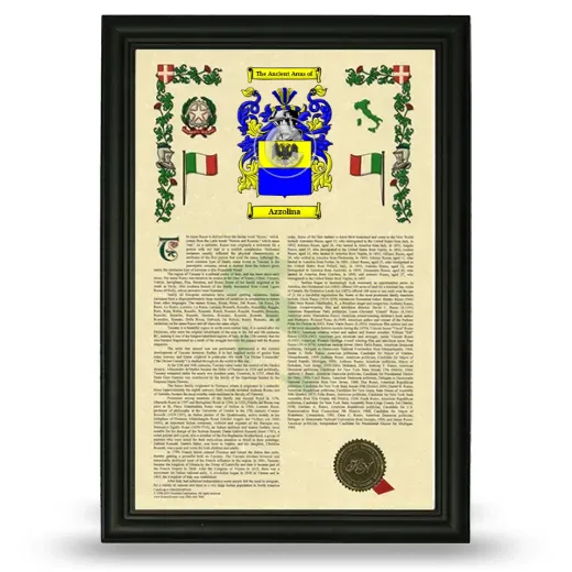 Azzolina Armorial History Framed - Black