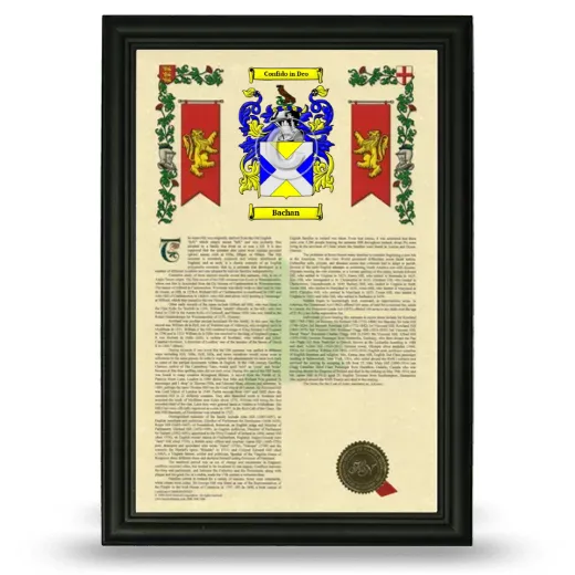 Bachan Armorial History Framed - Black