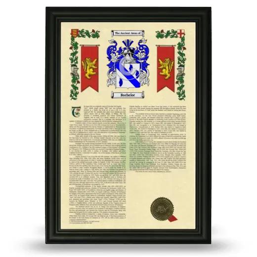 Bachelor Armorial History Framed - Black