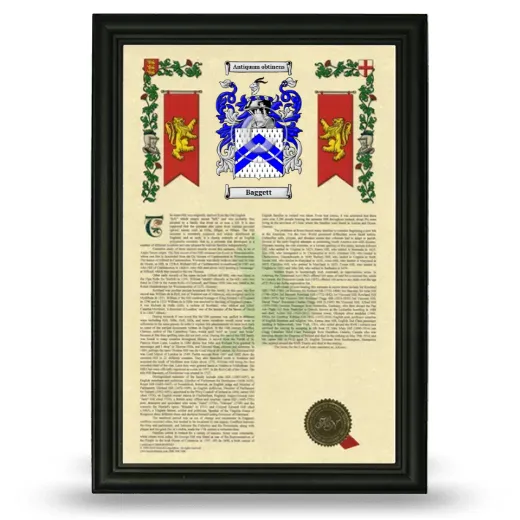 Baggett Armorial History Framed - Black