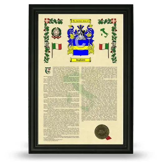 Bagliotti Armorial History Framed - Black