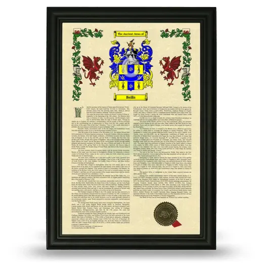 Bailis Armorial History Framed - Black