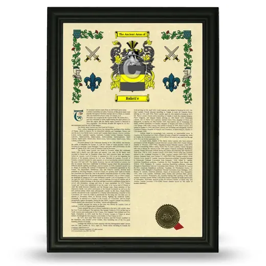 Balati'e Armorial History Framed - Black
