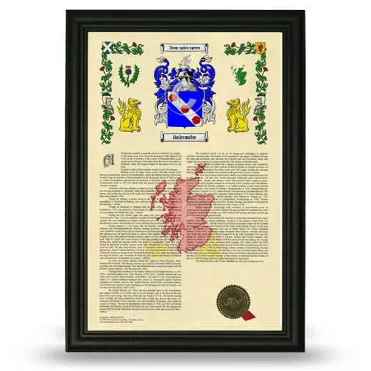 Balcombe Armorial History Framed - Black
