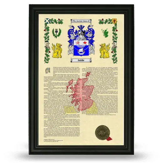Baldie Armorial History Framed - Black