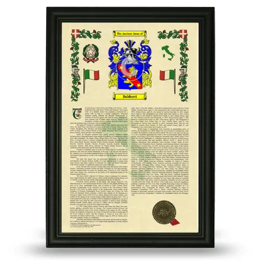 Balducci Armorial History Framed - Black