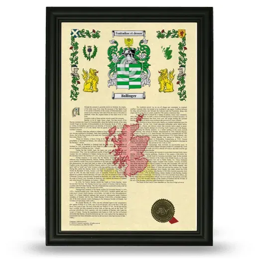 Ballinger Armorial History Framed - Black