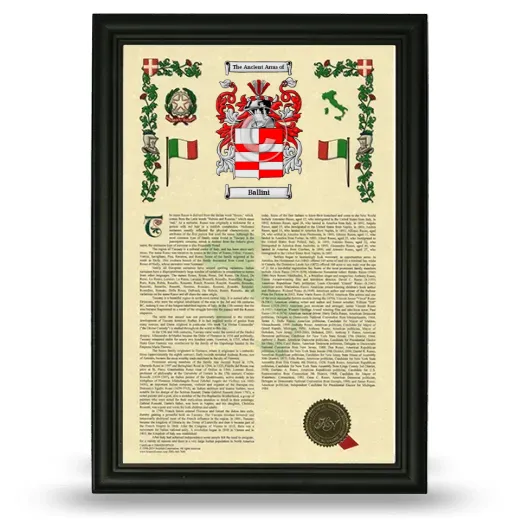 Ballini Armorial History Framed - Black
