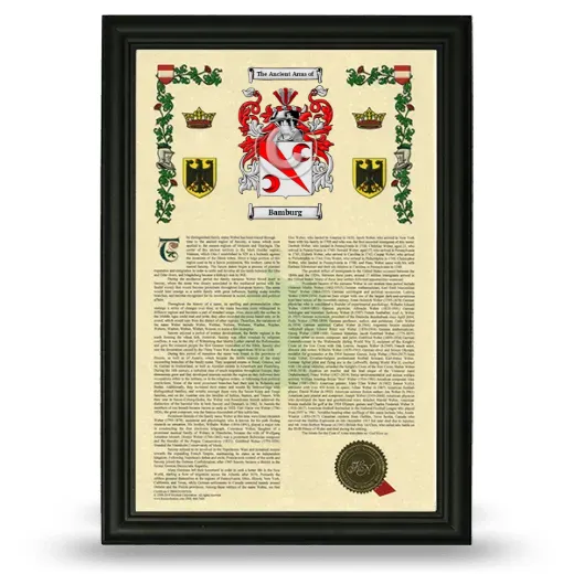 Bamburg Armorial History Framed - Black