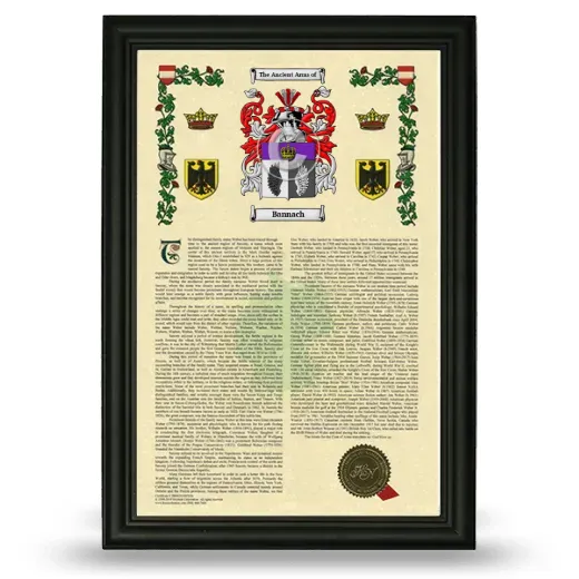Bannach Armorial History Framed - Black