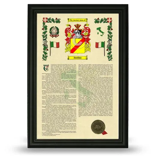 Bardino Armorial History Framed - Black