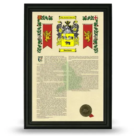 Bareham Armorial History Framed - Black