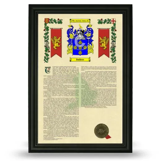 Barkess Armorial History Framed - Black