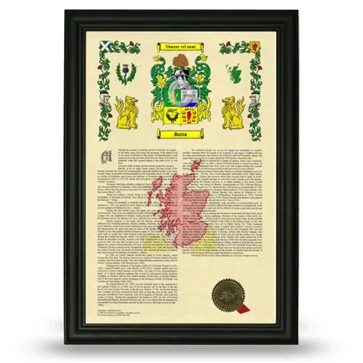 Barra Armorial History Framed - Black