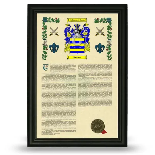 Barrass Armorial History Framed - Black