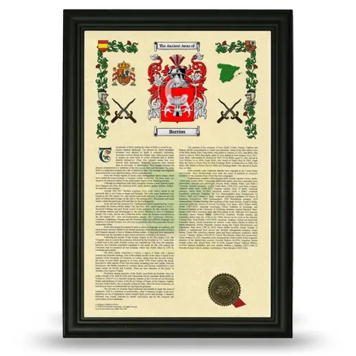 Barrios Armorial History Framed - Black