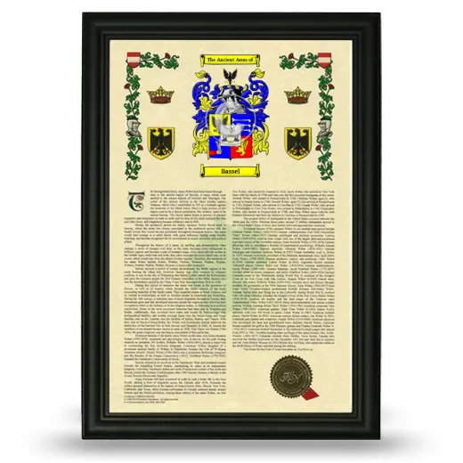 Bassel Armorial History Framed - Black