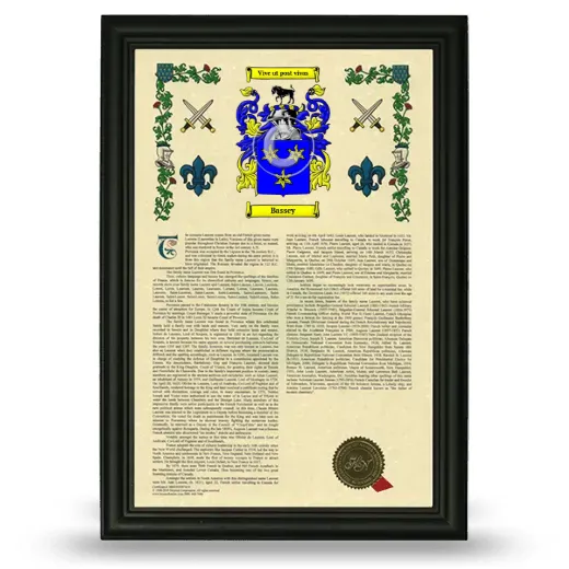Bassey Armorial History Framed - Black