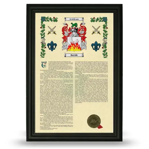 Bastide Armorial History Framed - Black