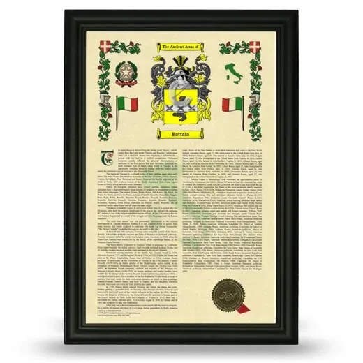 Battaia Armorial History Framed - Black