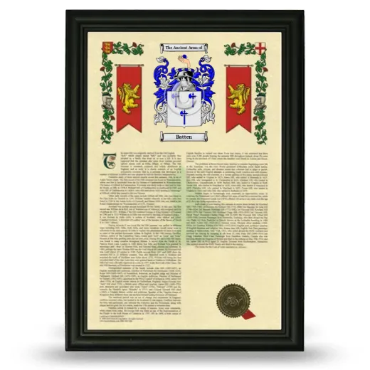 Batten Armorial History Framed - Black